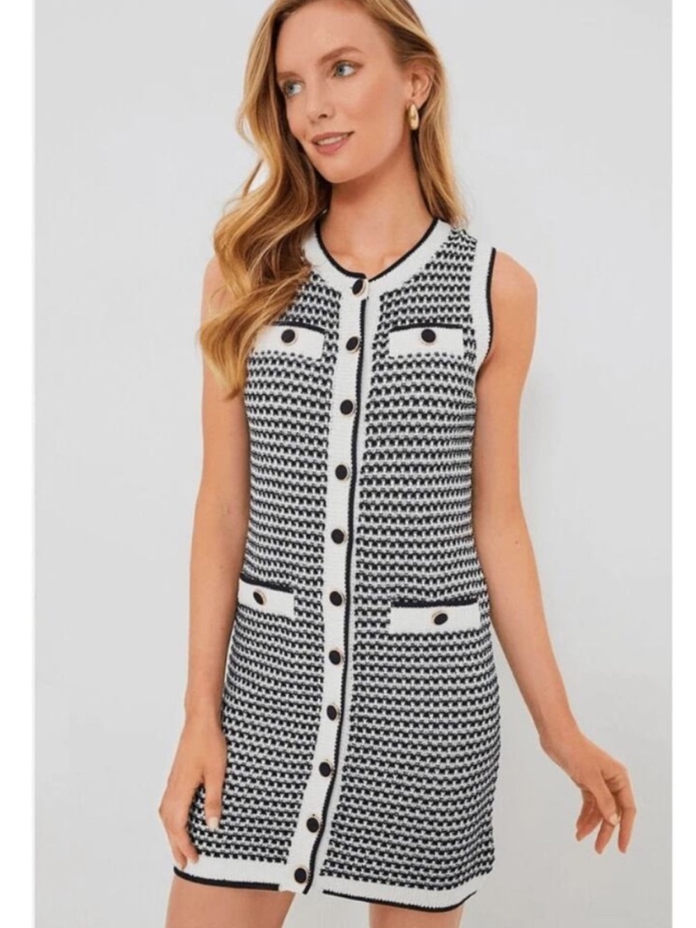 Tuckernuck Pomander Place Navy stripe Bardot dress